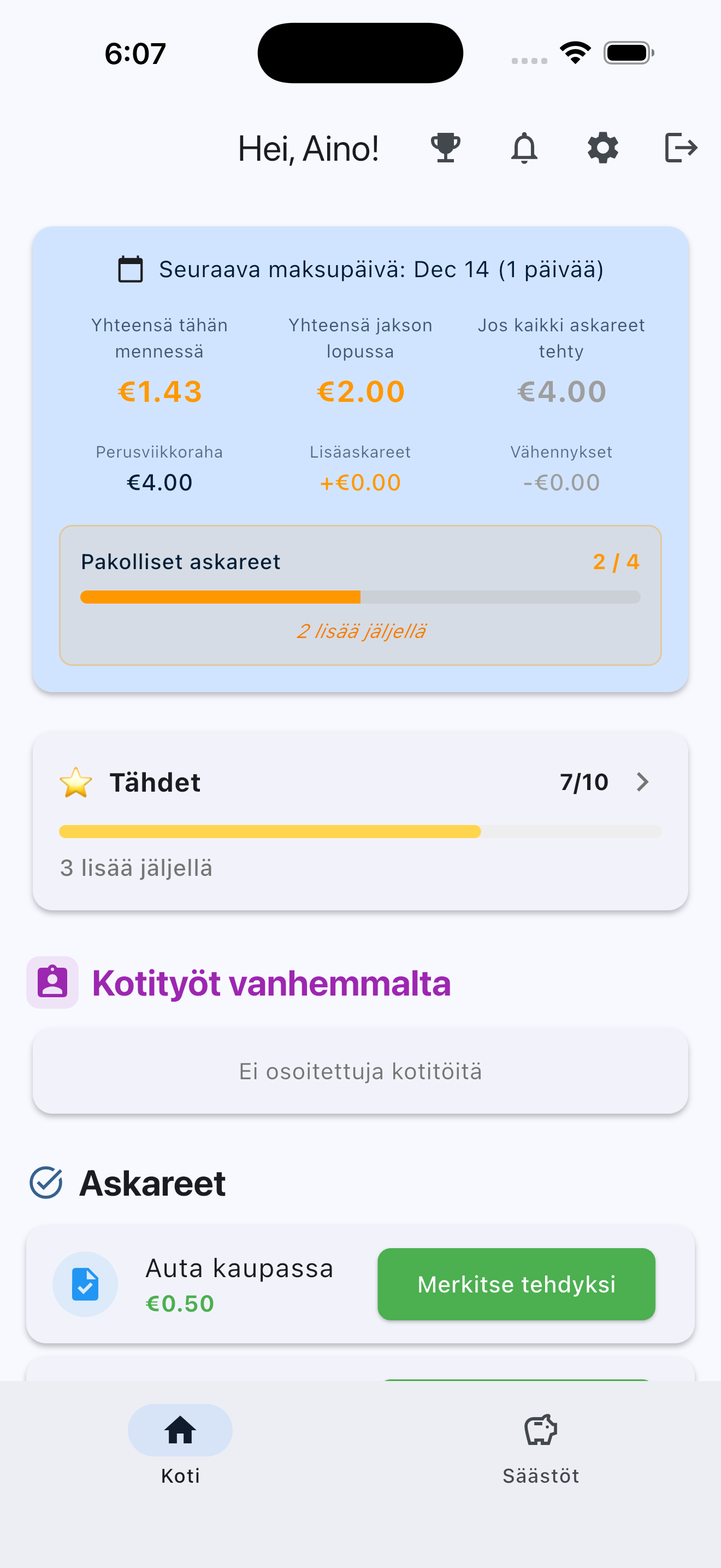 ChoreBucks Lapsen Maksupäivä - Lapset näkevät ansiot
