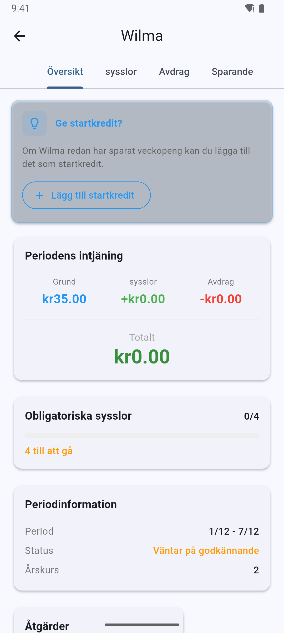 Barnvy - Följ intäkter, sysslor och nedräkning till utbetalning
