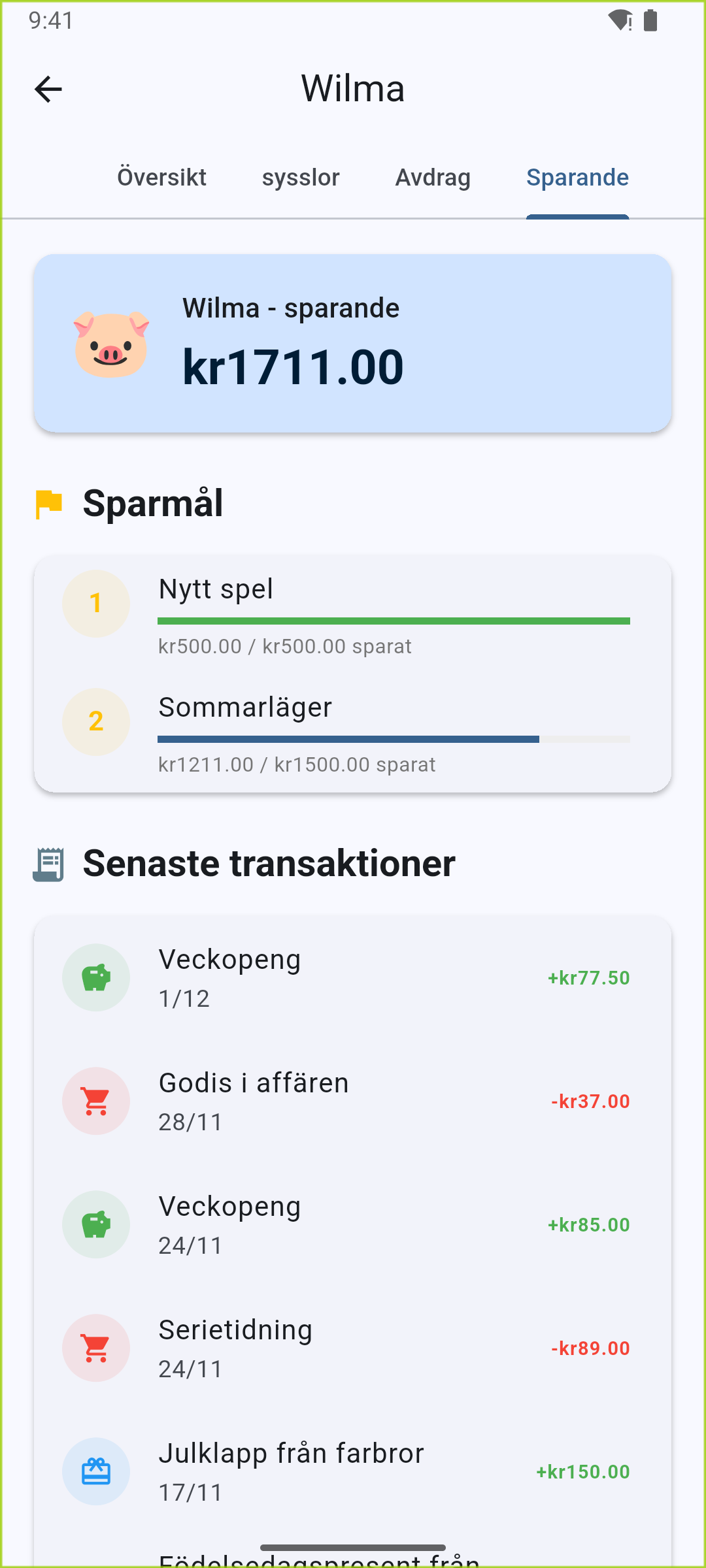 Sparmål - Sätt mål och följ framstegen mot köp